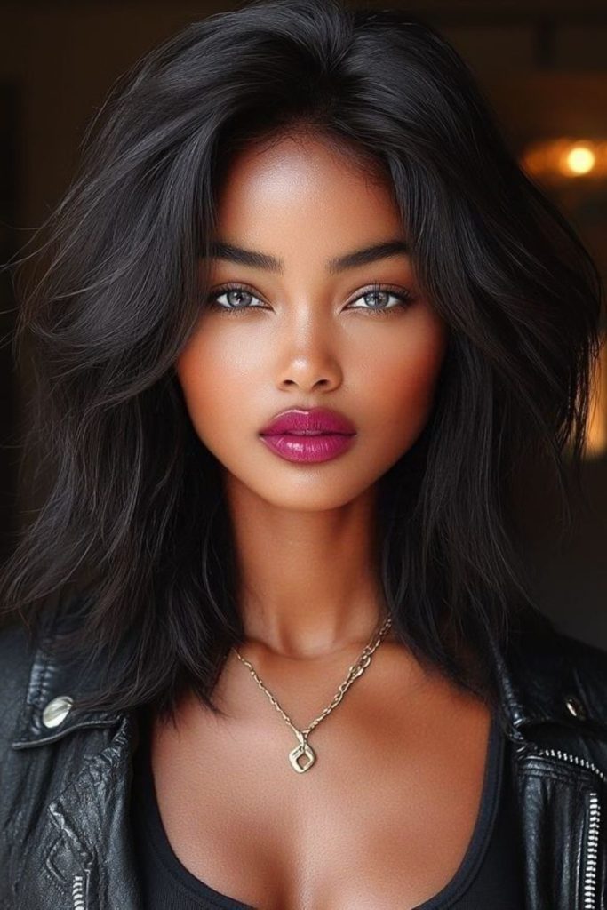 Sleek straight shag modern haircut