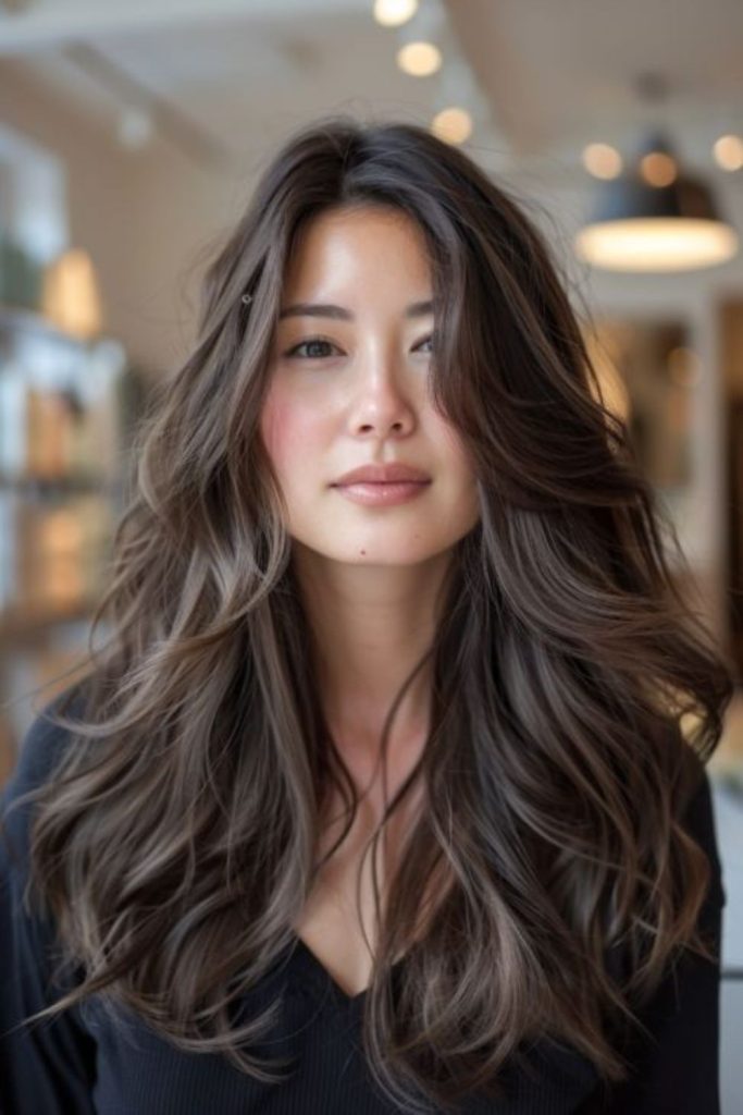 Smoky ash brunette with cool tones