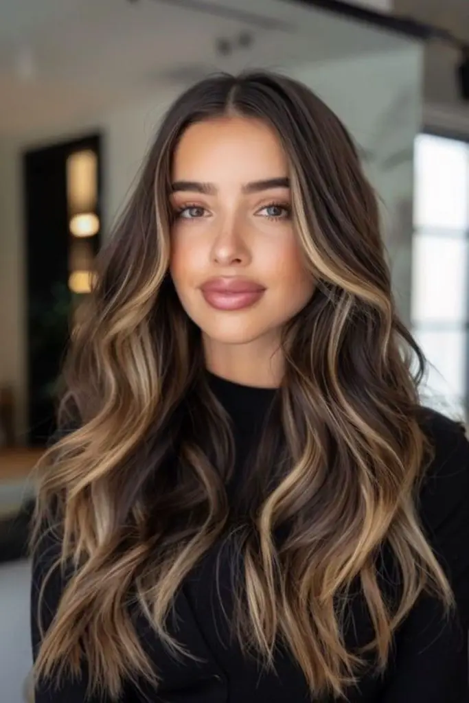 Smoky brunette hair with caramel depth