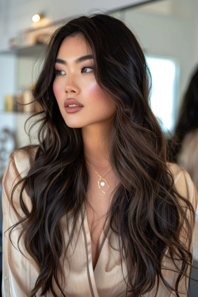 Smoky espresso brunette hair with sheen