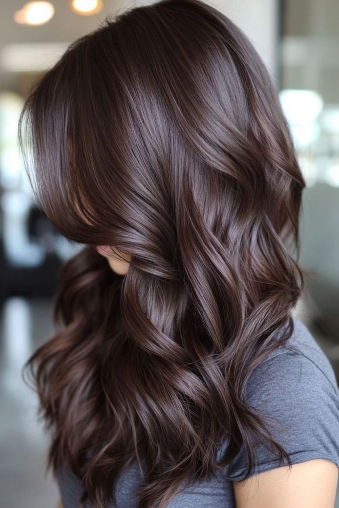 Smoky mahogany brunette hair with drama