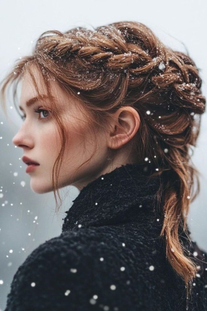 Crown twists with snow sparkle