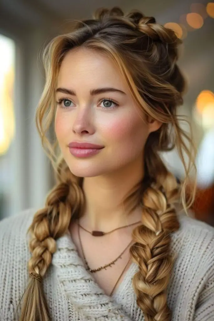 Thin overlay braid creating delicate veil