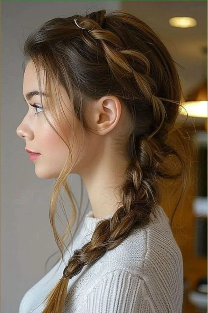 Side braid shaped like snowflakes