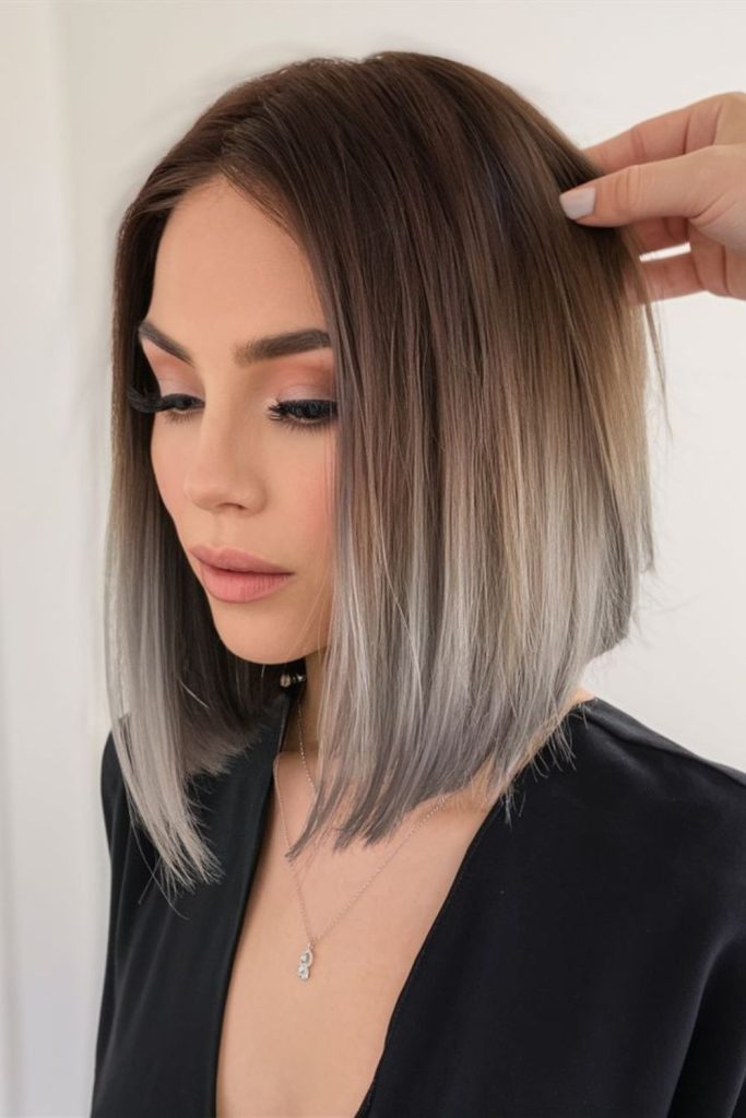 Cocoa ash fade balayage short cut