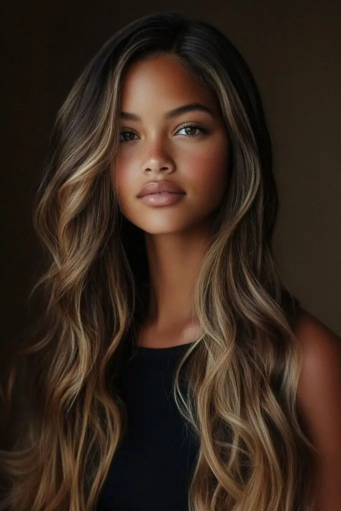 Soft honey caramel blends on waves
