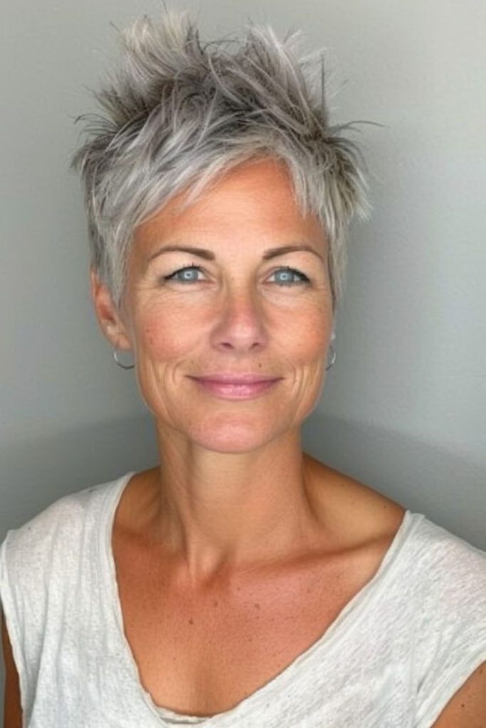 Spiky cropped haircut with bold style