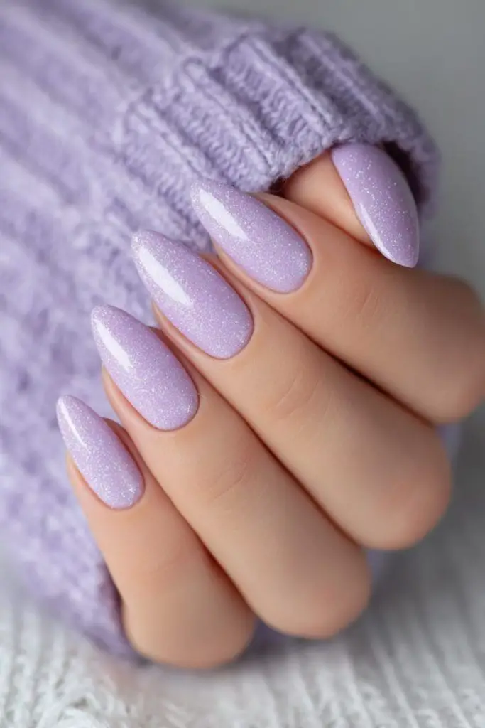 Lavender glitter soft sparkling nails