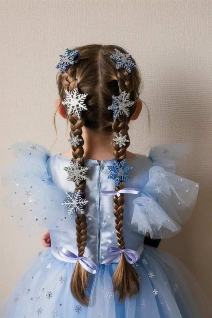 Star bead braids glowing at night.