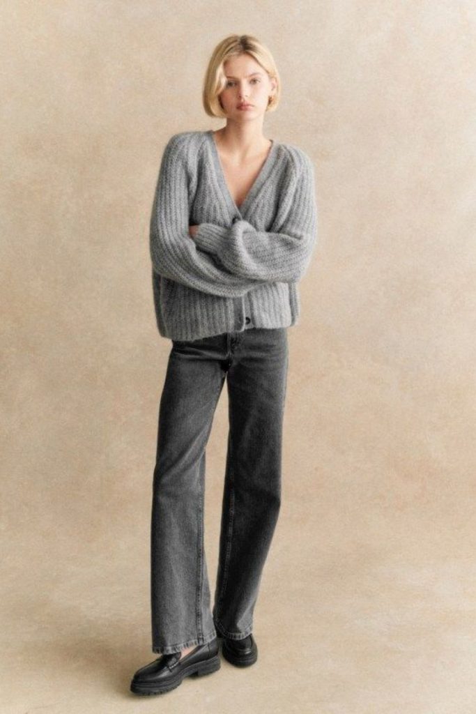 Stormy grey cardigan with wide culottes