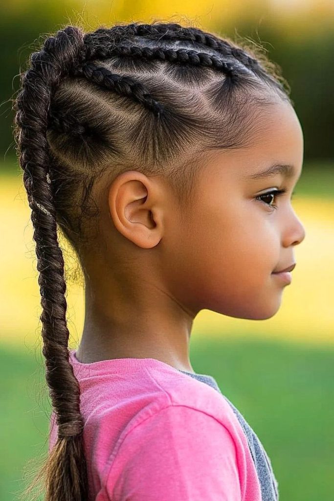 Sunburst cornrows radiating from center.