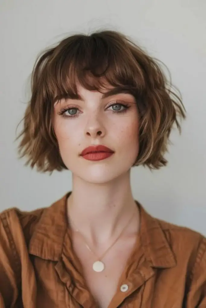 Sunkissed bob with golden shag layers