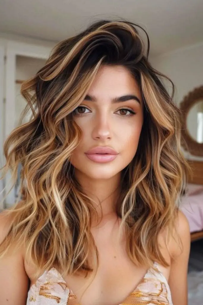 Sunlit bronze caramel balayage hairstyle