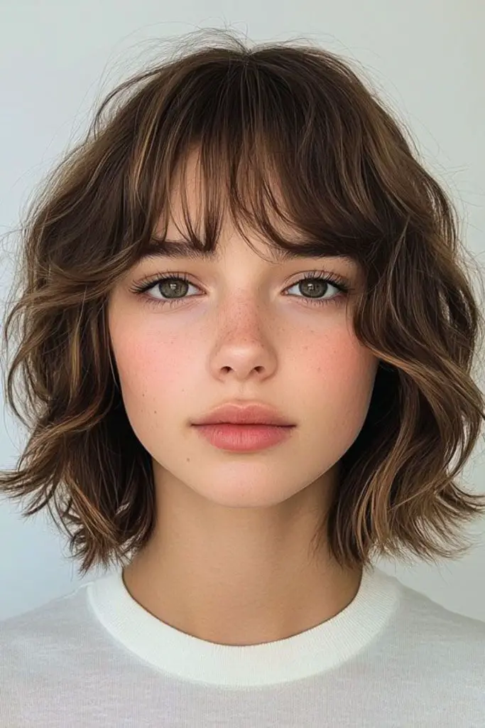 Sunset tousled bob with glowing tones