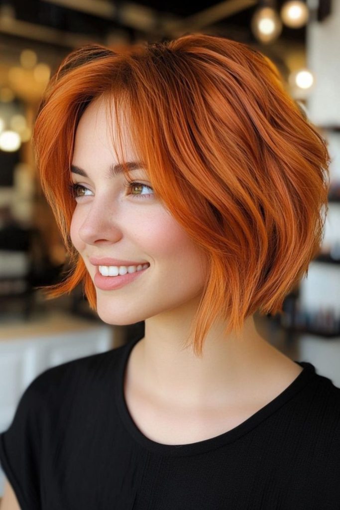 Sunset wine bob with reddish tones