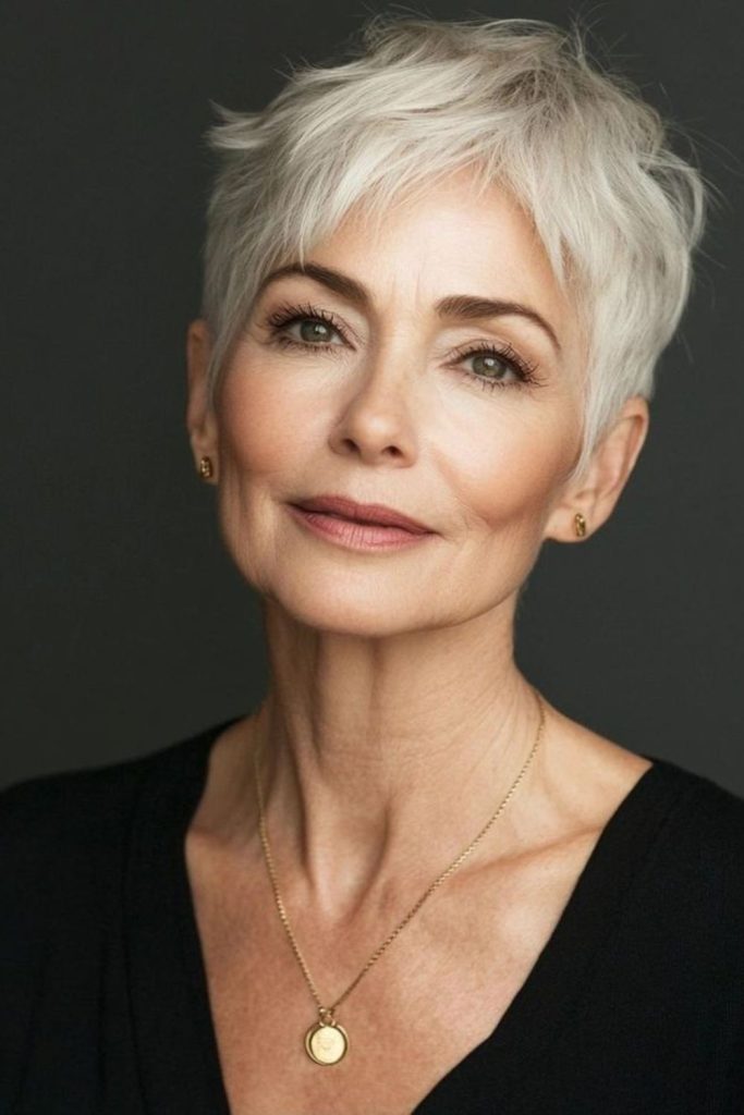 Textured short crop hairstyle for women