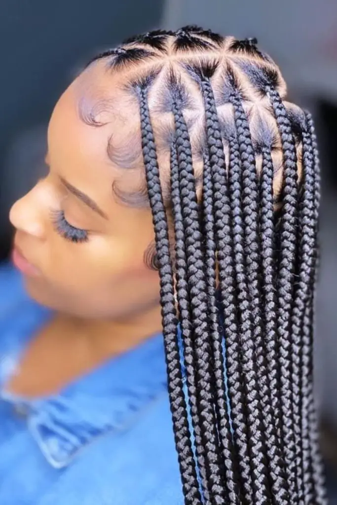 Triangle part box braids with geometry