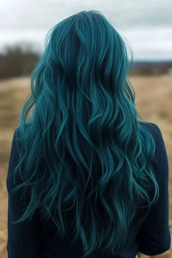 Vibrant turquoise ocean-inspired hair.