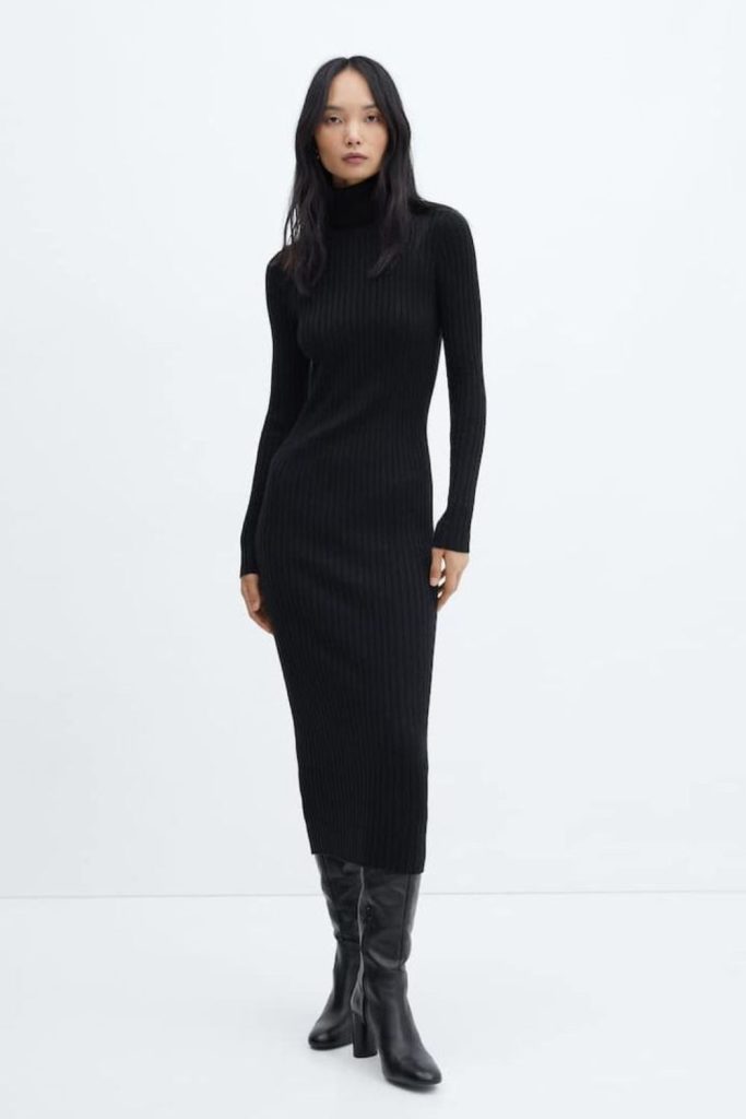 Turtleneck knit dress elegant winter wear