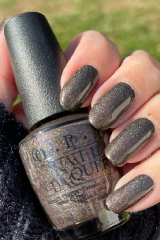 Twilight frost silver glitter nails