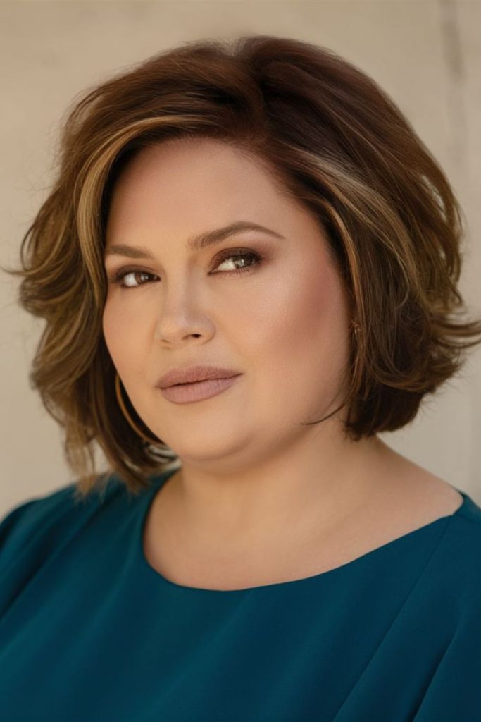 Voluminous crown layers for round face