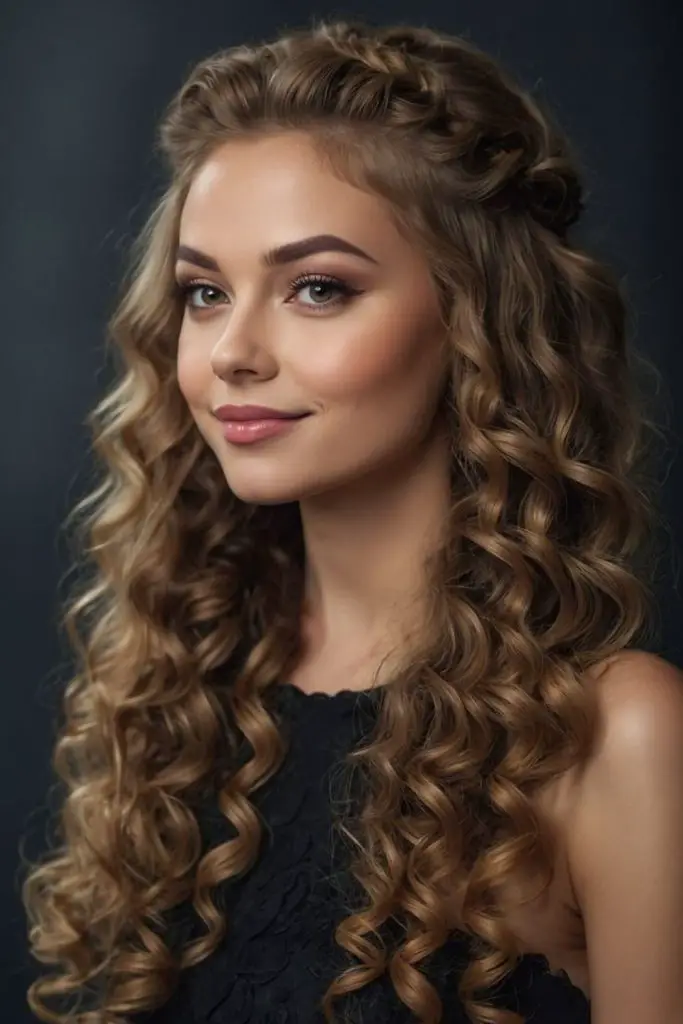 Waterfall curls flowing with dreamy elegance.