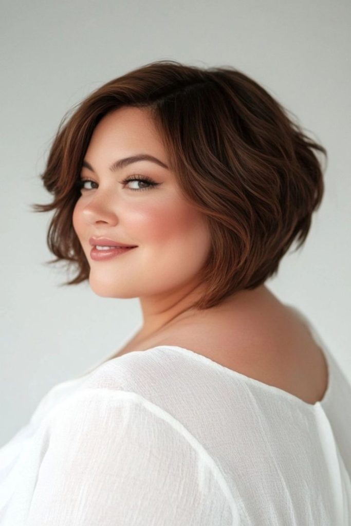 Wavy bob with chic side part