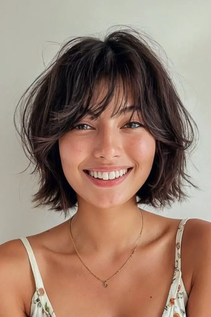 Whispered crop bob with delicate bangs