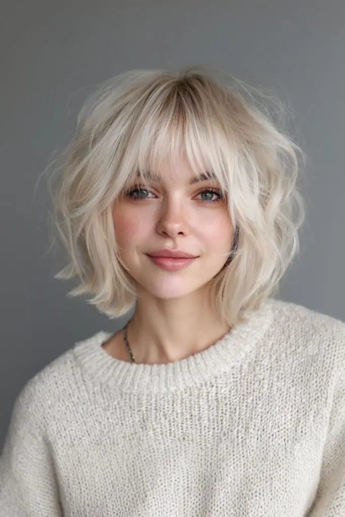 Whispering ash bob with tousled layers