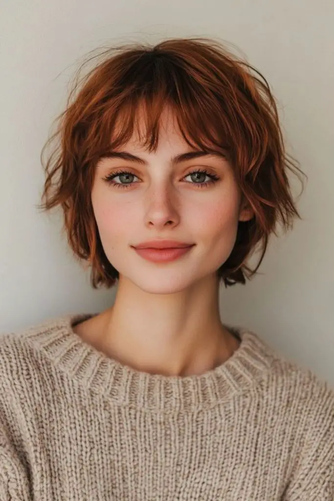 Fiery ember bob with jagged fringe