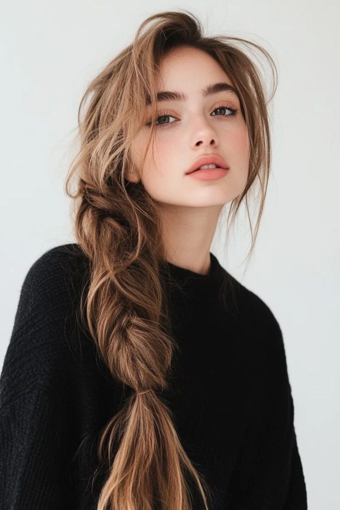 Side sweep braid cozy winter