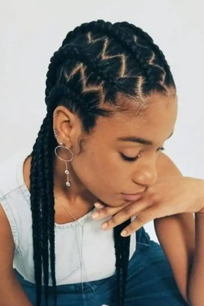Zigzag part braids edgy and modern