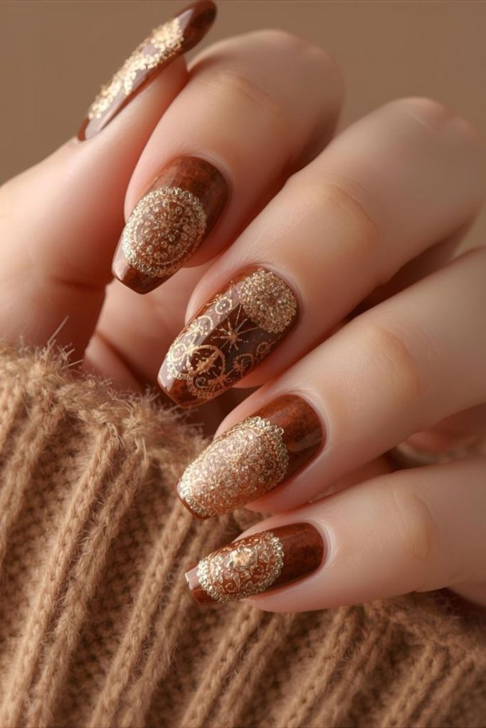 Amber sheer lace veil nails.