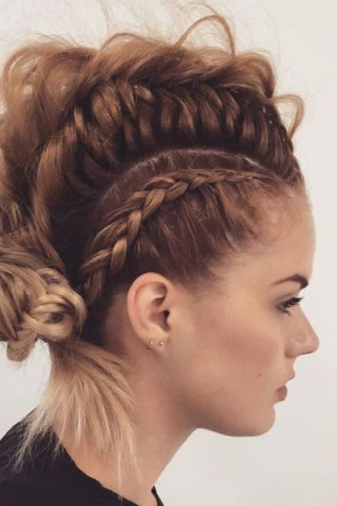 Braided short hawk with tattooed sides