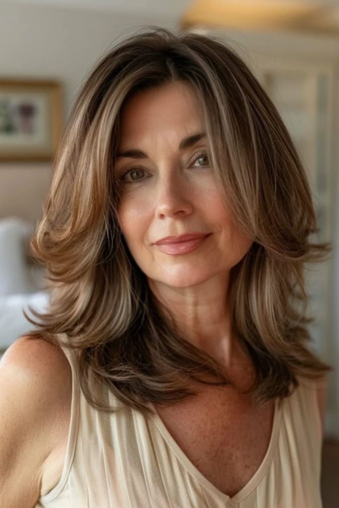 Blended collarbone layers graceful flowing style