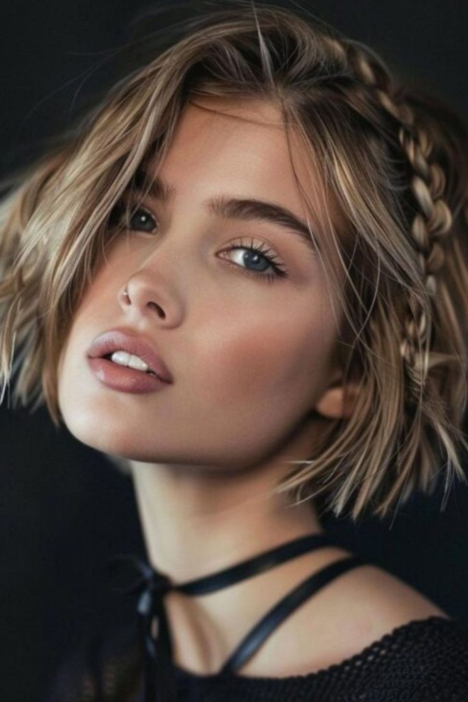 Streaked braid style like winter blizzard.