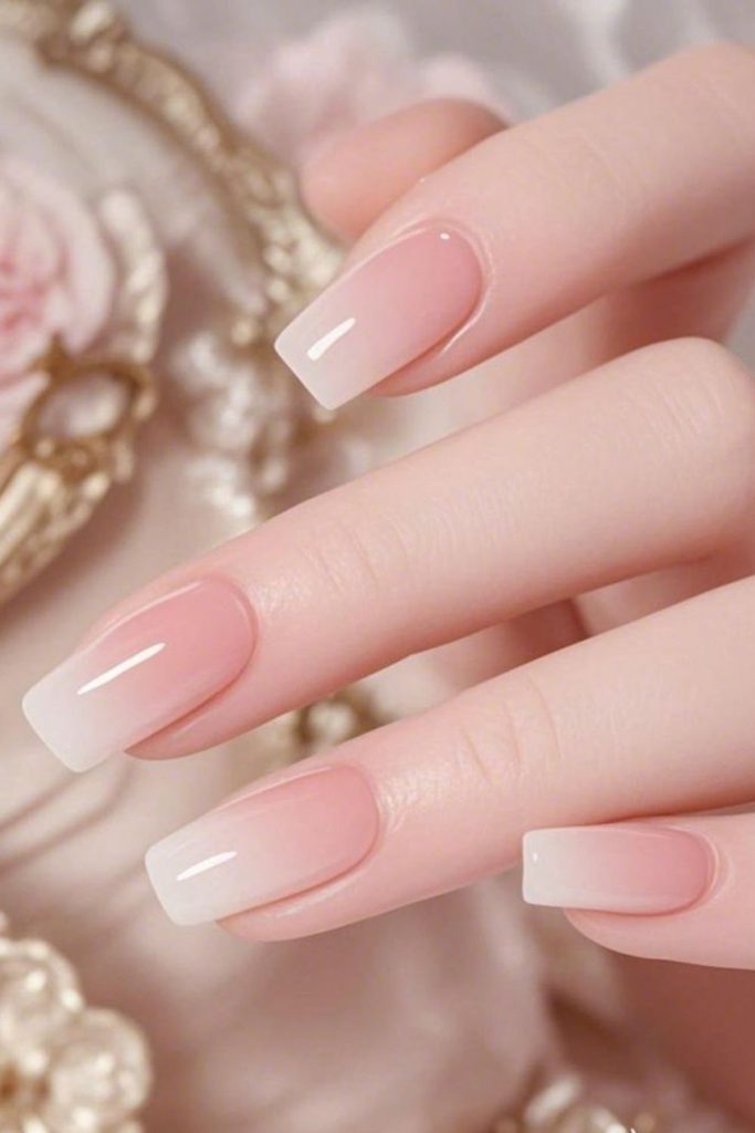 White ombre snowy storm nail art.