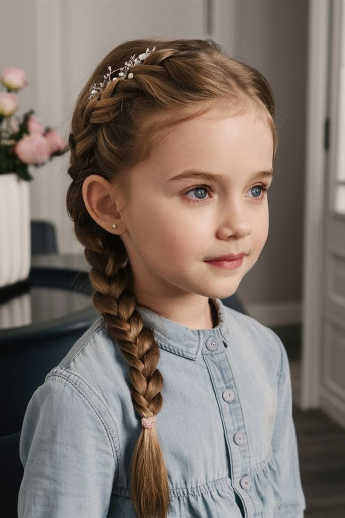 Elegant French braid ponytail.