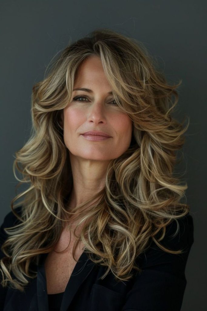 Flowing long layers with feathered softness