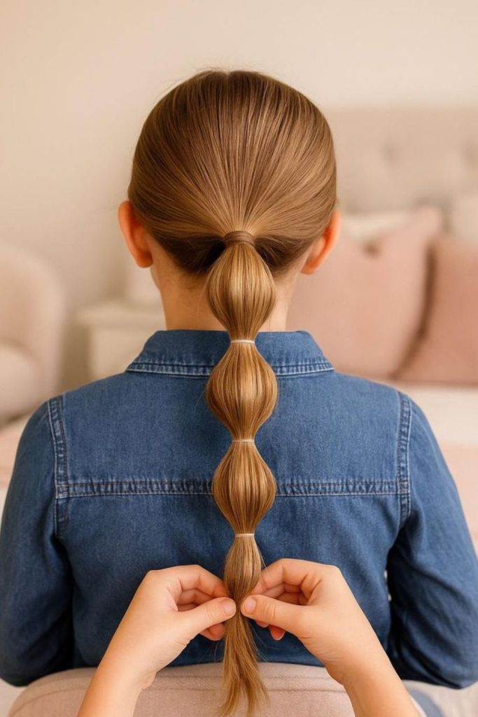 Bubble braid ponytail for picture day.