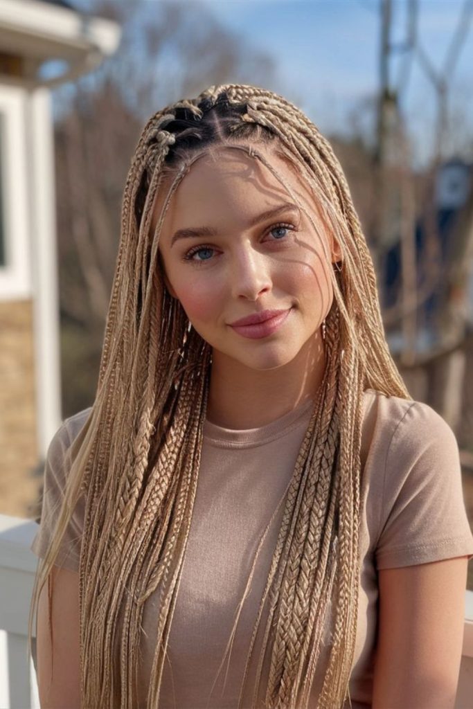 Cream-toned soft lace braided style.