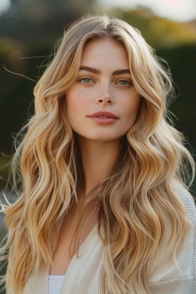 Butterscotch blonde waves with soft depth