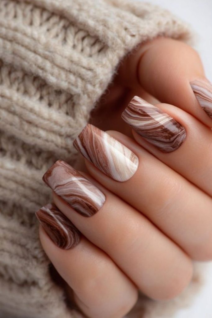 Caramel drizzle autumn nail art