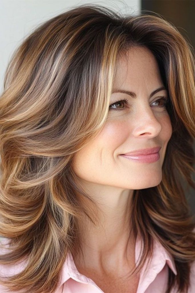 Caramel layered cut with soft waves