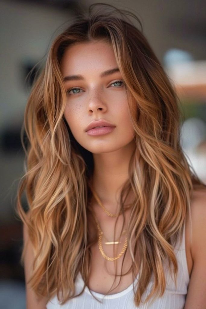 Caramel blonde strands with toffee sweetness