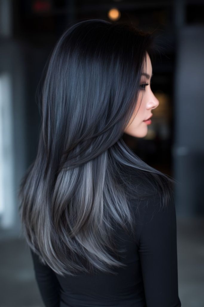 Charcoal gray straight modern look.