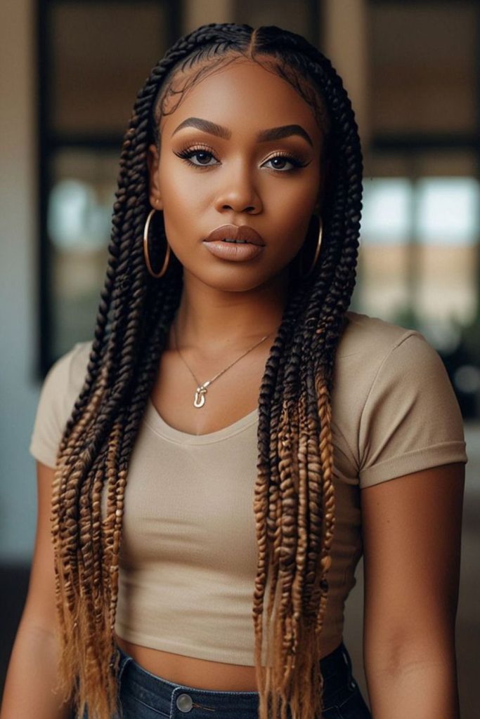 Chestnut ombre braid seasonal glow