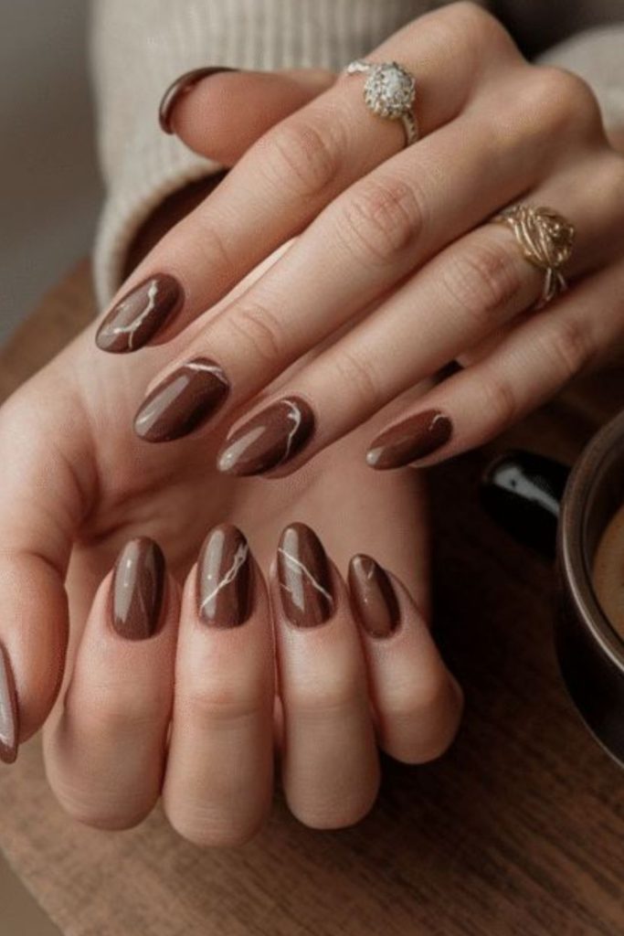 Cinnamon cocoa warm brown nails.