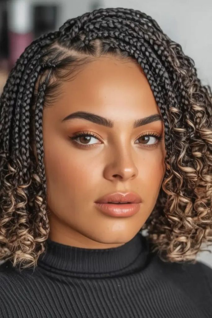 Cinnamon coil braid with warm tones.