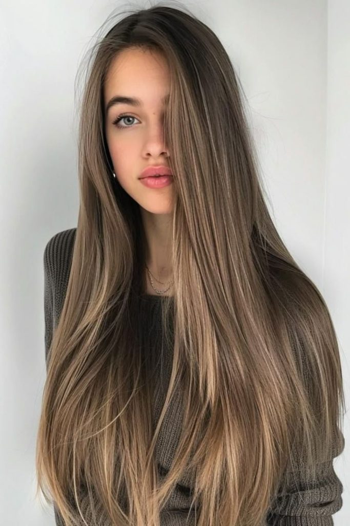 Cinnamon brown smooth straight style.